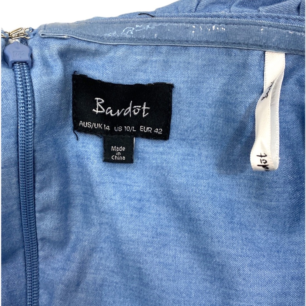 BARDOT Womens Off The Shoulder Lace Embroidered Jumpsuit Romper Blue Size Large - Picture 5 of 8